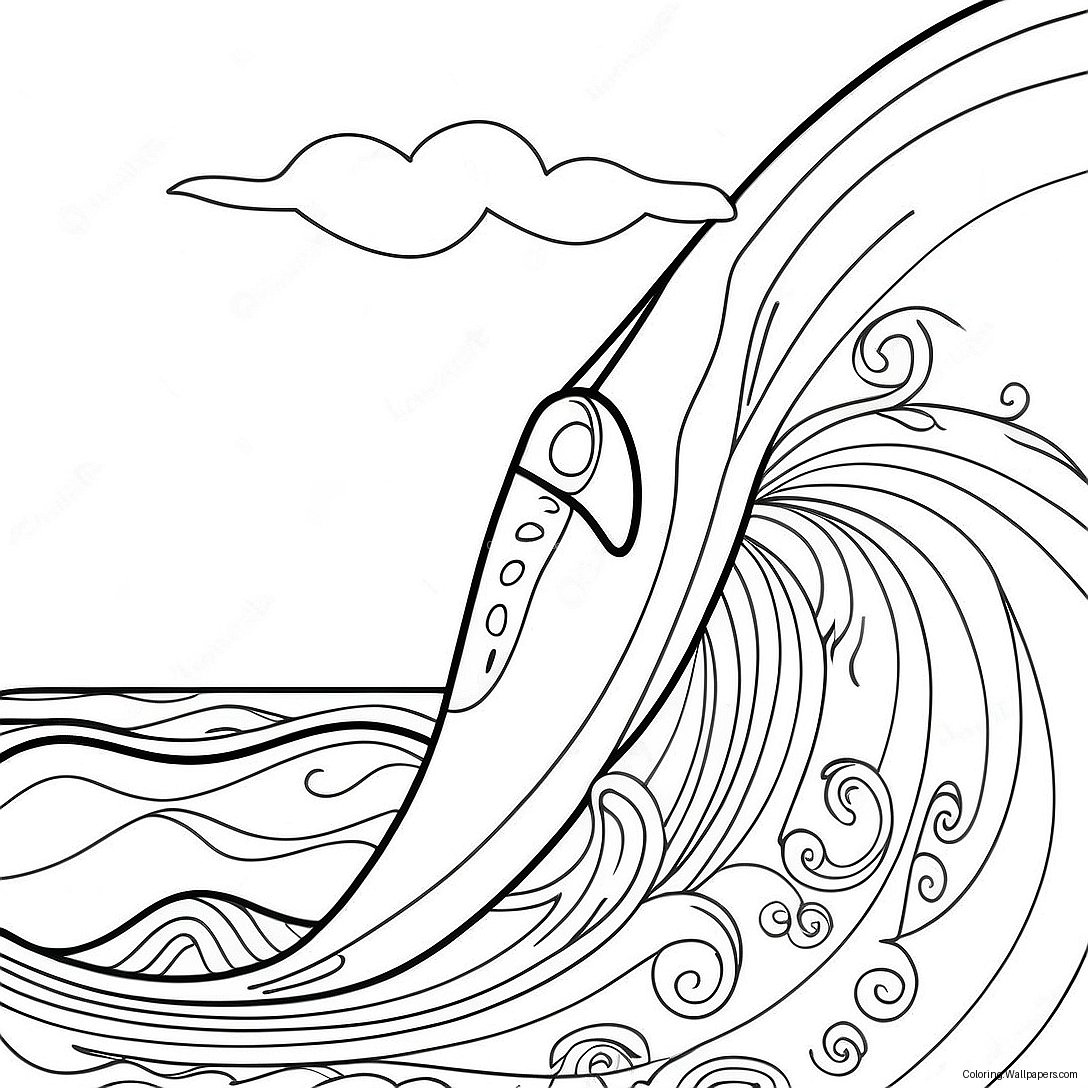 Colorful Surfboard With Waves Coloring Page 11361