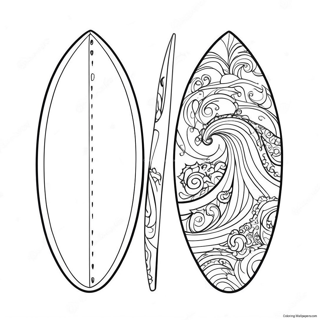 Colorful Surfboard With Waves Coloring Page 11364