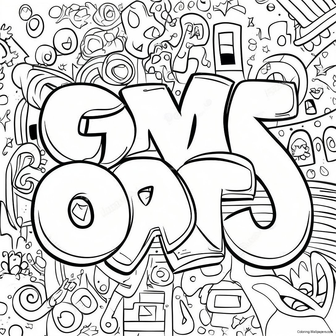 Colorful Swear Word Graffiti Coloring Page 6529