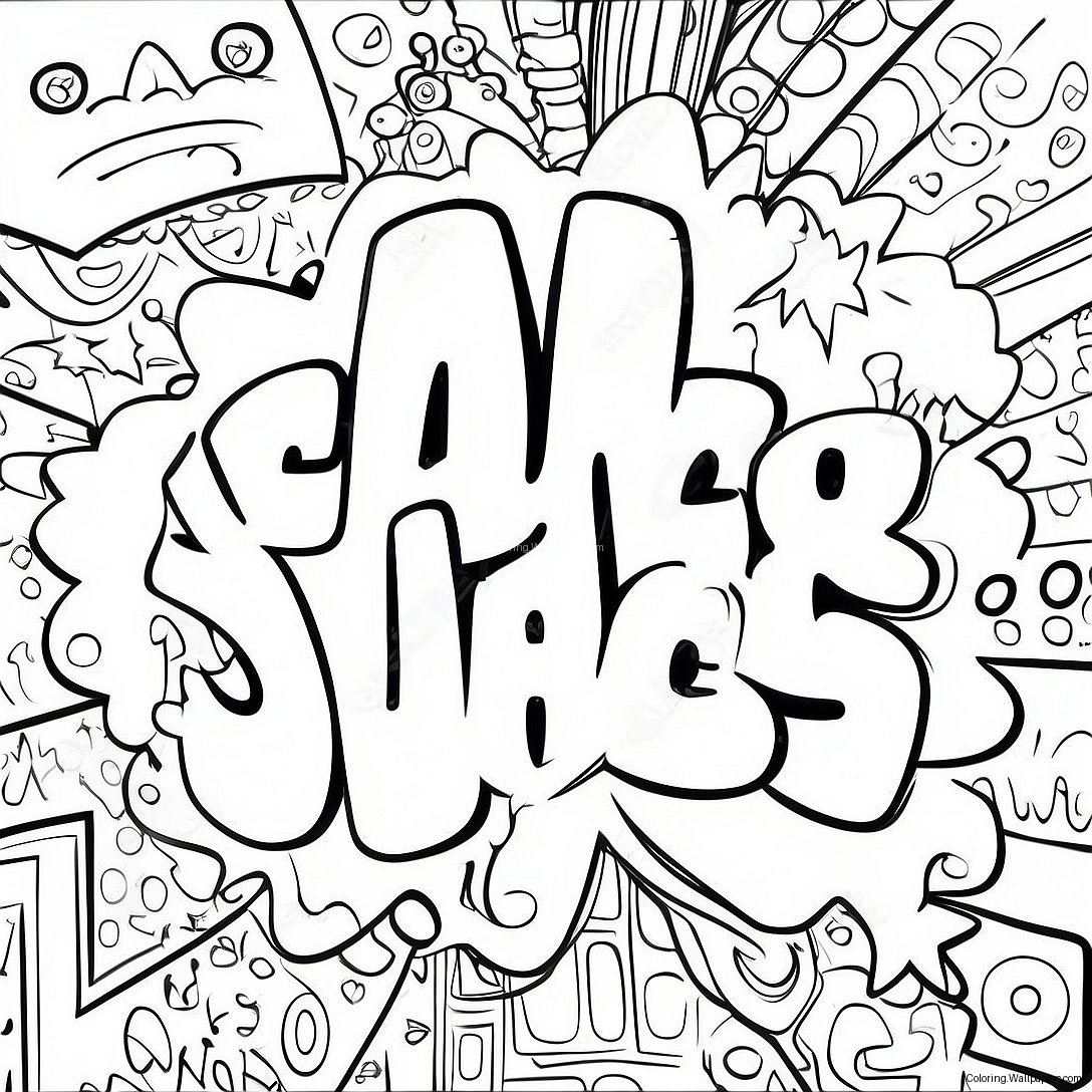 Colorful Swear Word Graffiti Coloring Page 6531