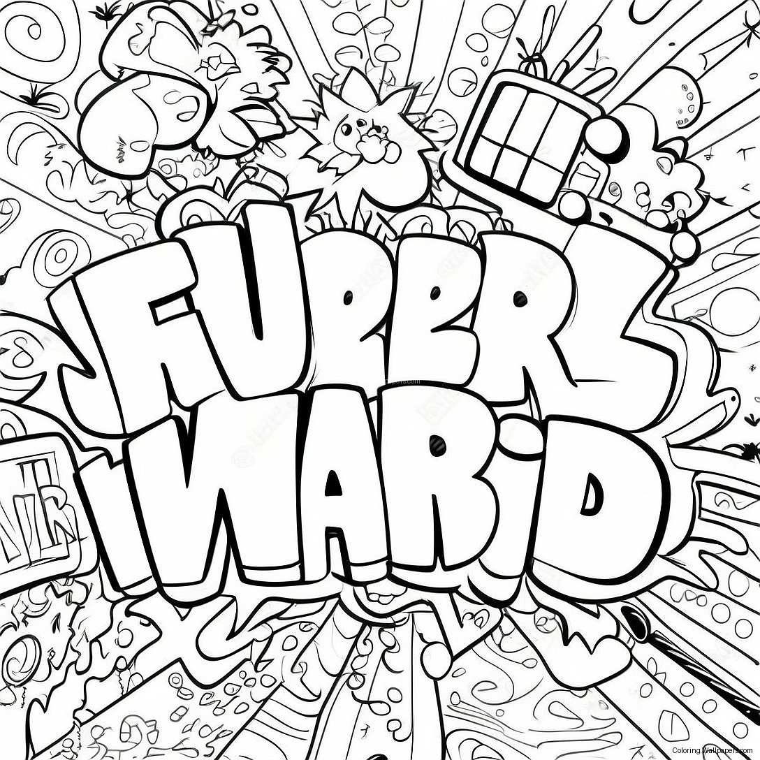 Colorful Swear Word Graffiti Coloring Page 6532