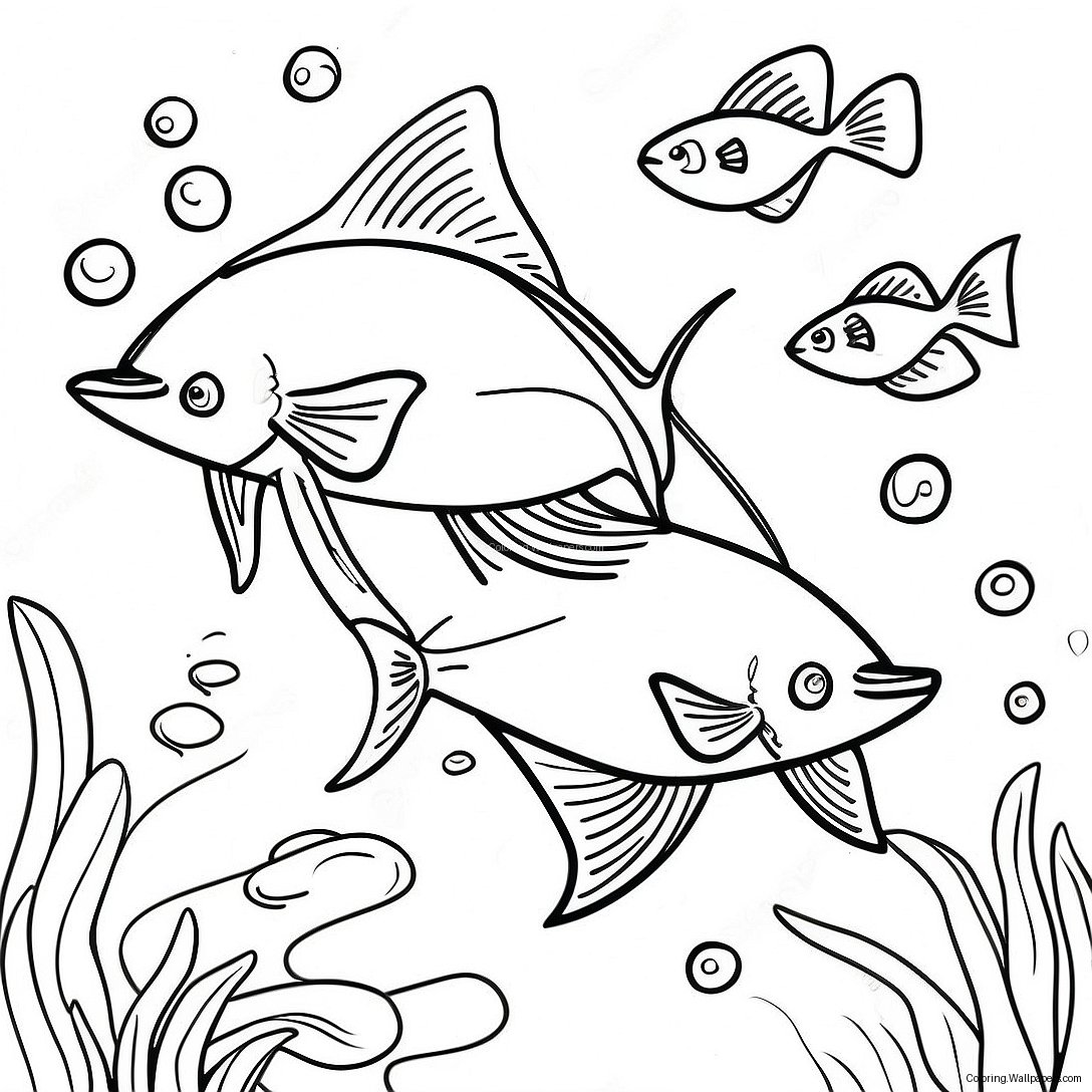 Colorful Swordfish Underwater Scene Coloring Page 28454