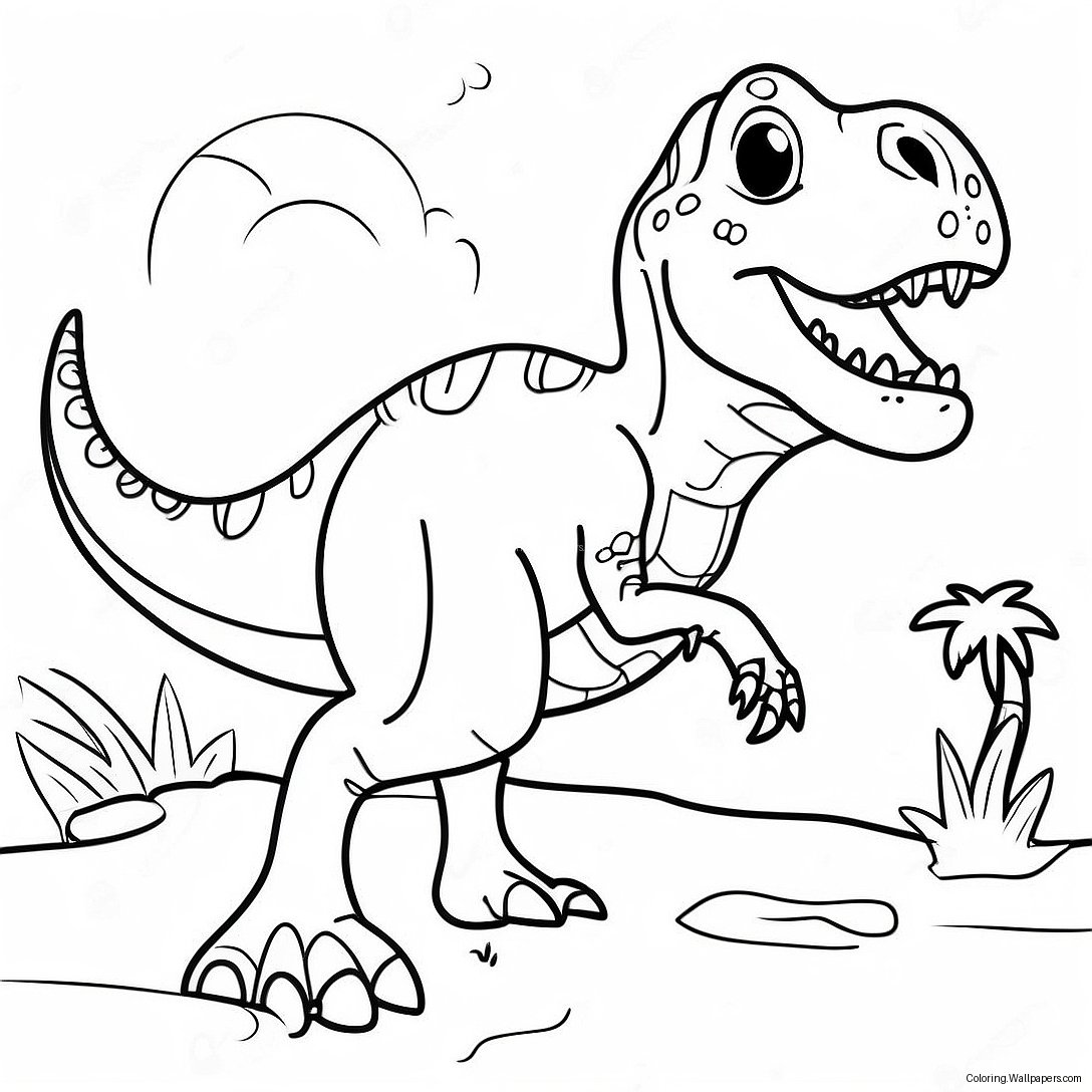 Colorful T-Rex In Ark Coloring Page 52838