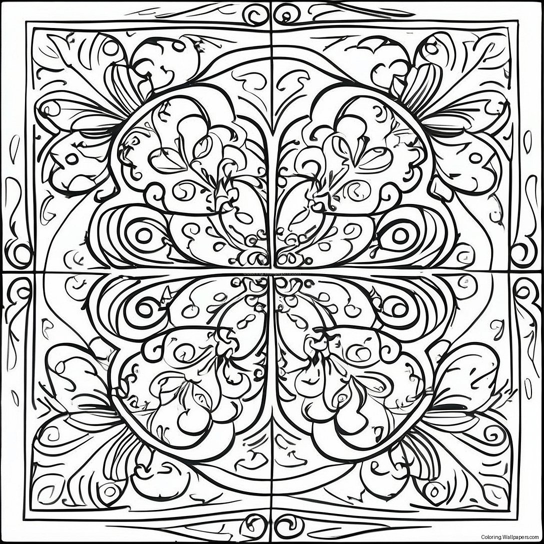 Página Para Colorir De Azulejos Coloridos Talavera 43986