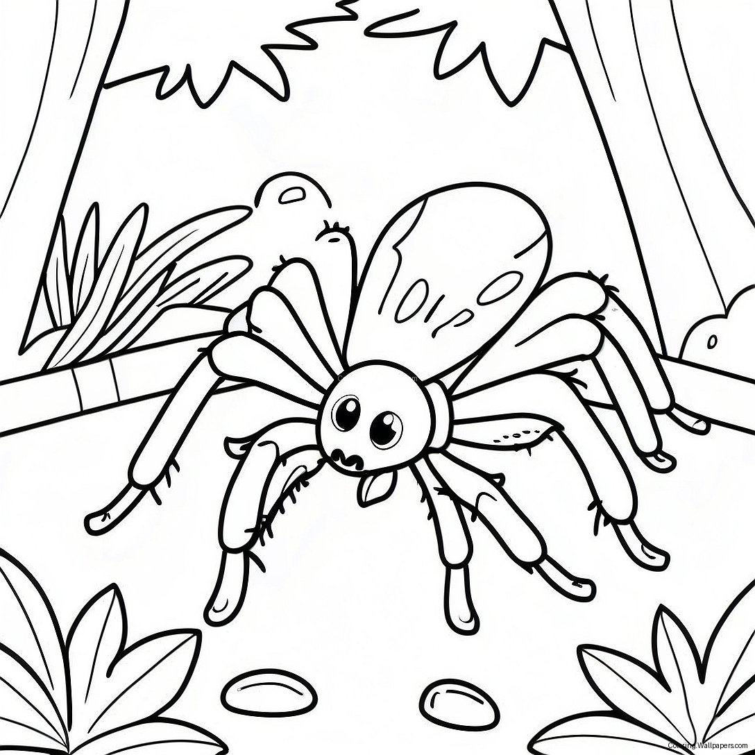 Colorful Tarantula In Jungle Coloring Page 31715