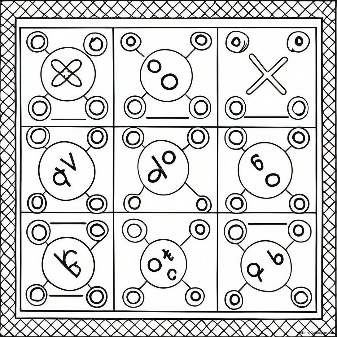 Fargerik Tic Tac Toe Rutenett Fargeleggingsark 15961