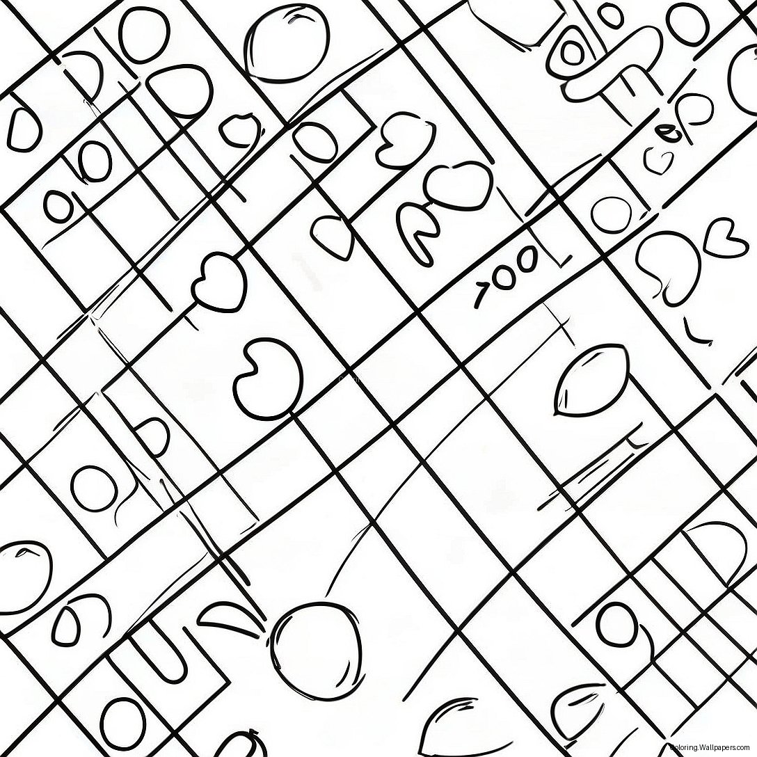 Colorful Tic Tac Toe Grid Coloring Page 15962