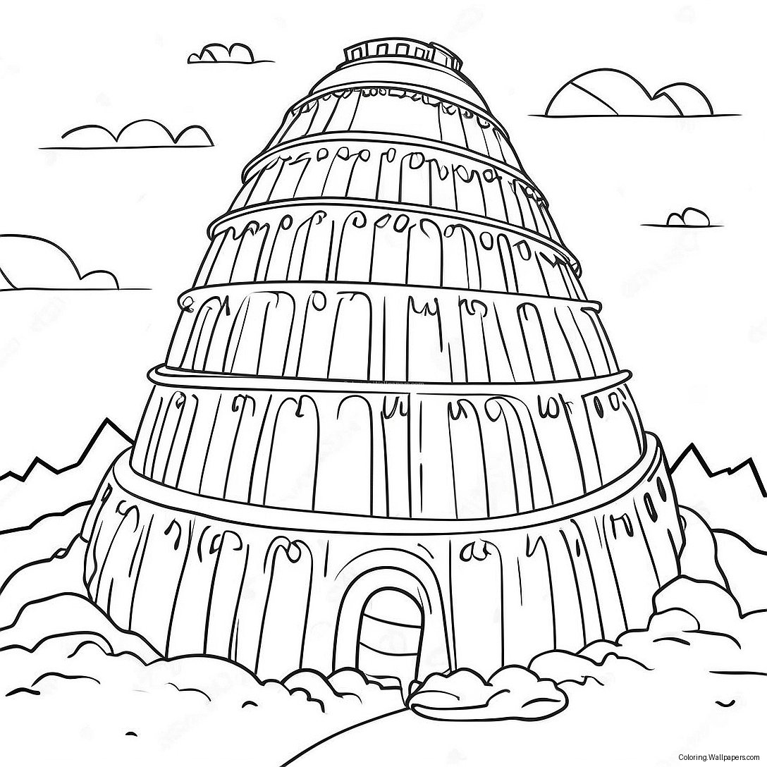 Colorful Tower Of Babel Scene Coloring Page 36485