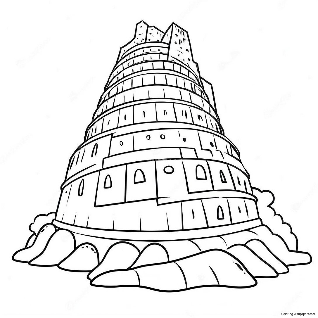 Colorful Tower Of Babel Scene Coloring Page 36486