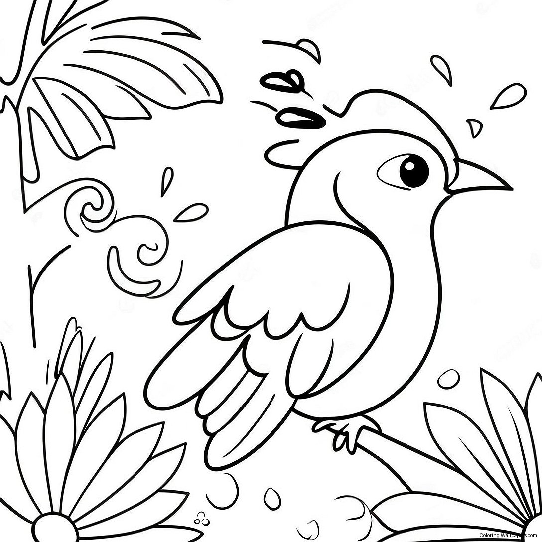 Page À Colorier D'oiseaux Tropicaux Colorés Et De Fleurs Vibrantes 22665