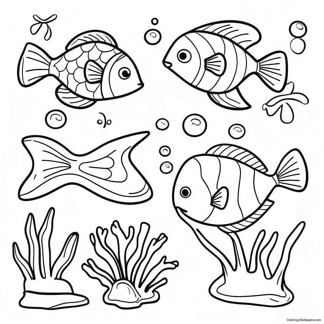 Colorful Underwater Scene Coloring Page 22962