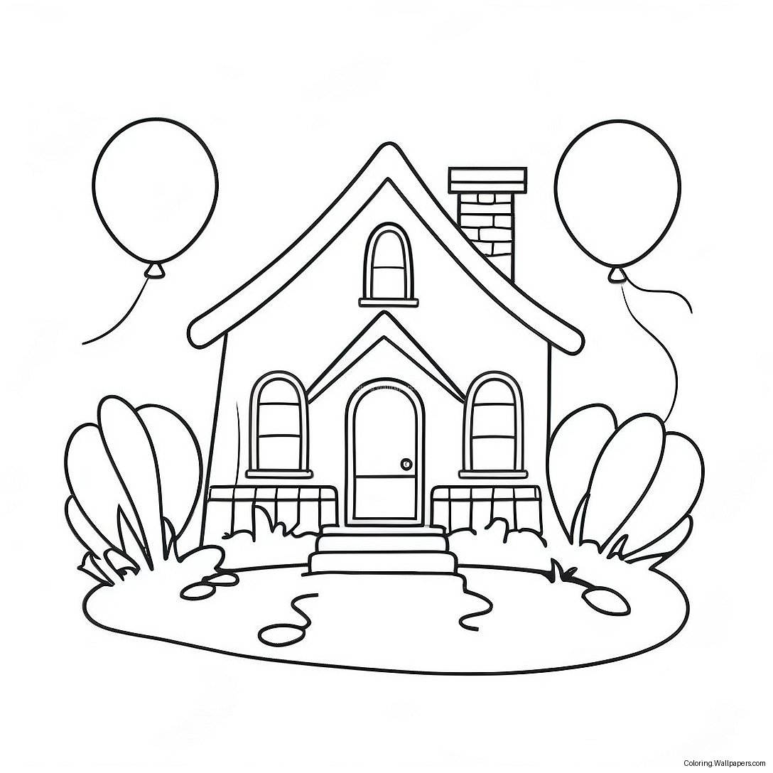 Colorful Up House With Balloons Coloring Page 44176