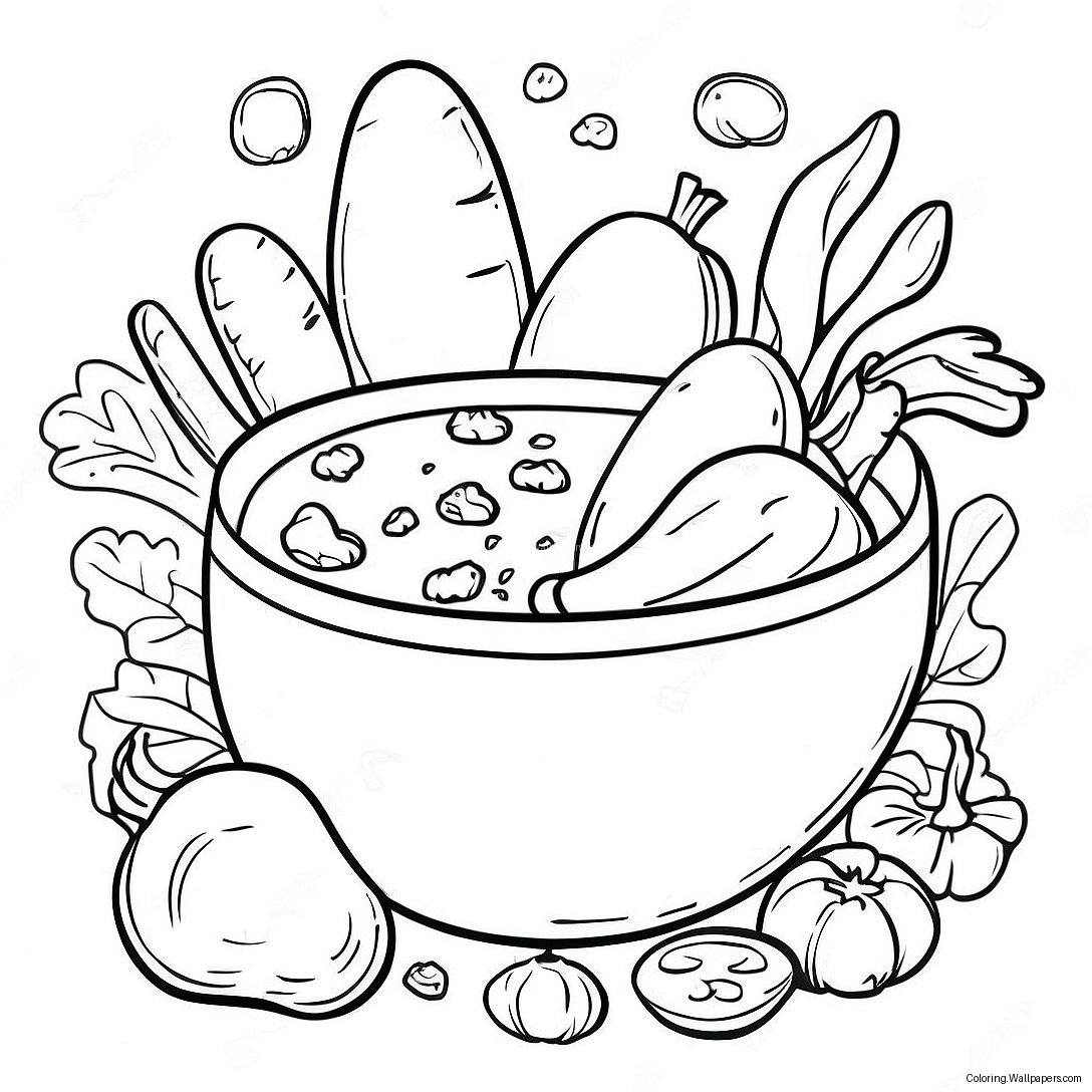 Page À Colorier De Légumes Colorés Dans La Soupe De Pierre 39813