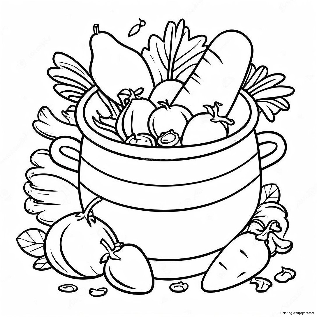 Page À Colorier De Légumes Colorés Dans La Soupe De Pierre 39815