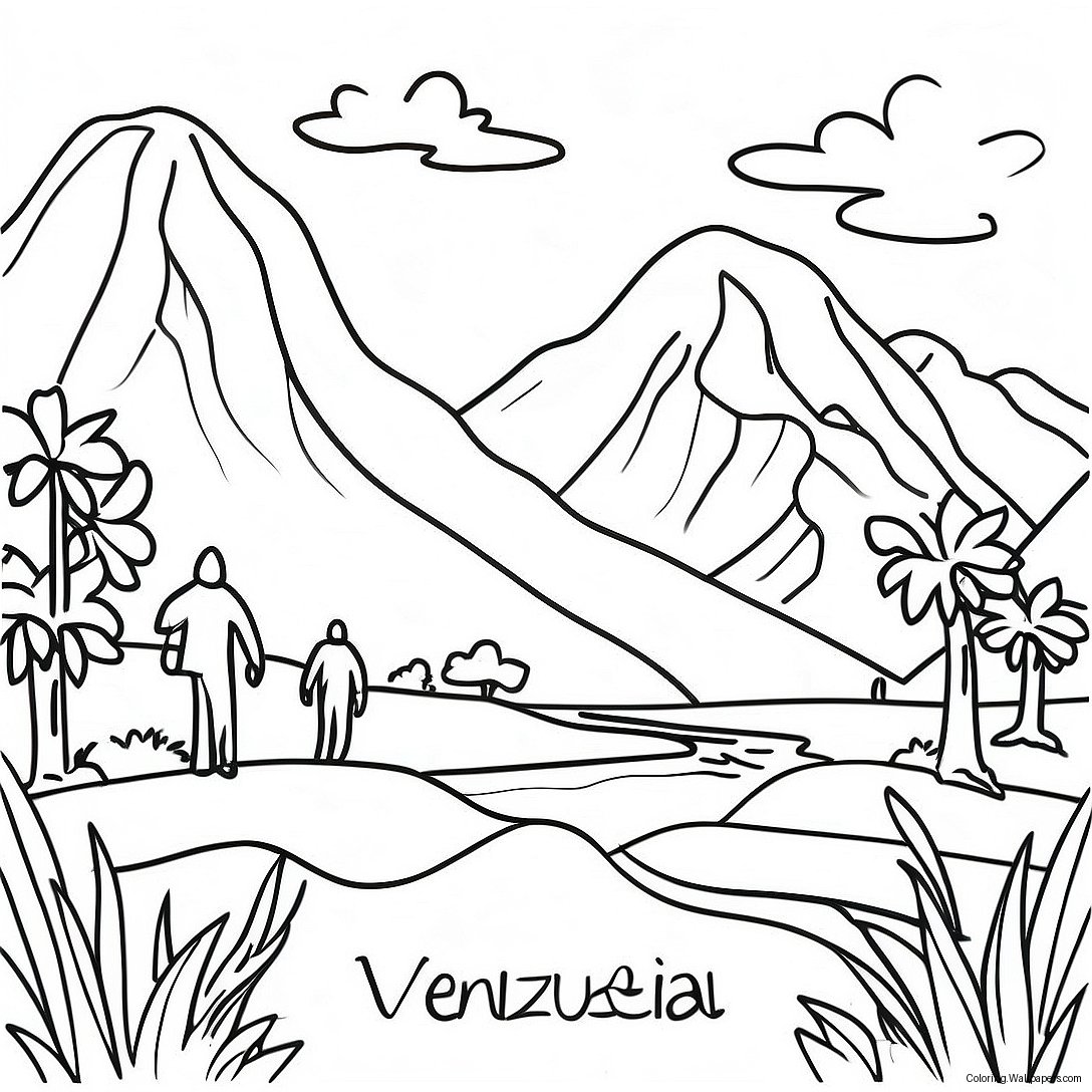 Colorful Venezuela Landscape Coloring Page 23869