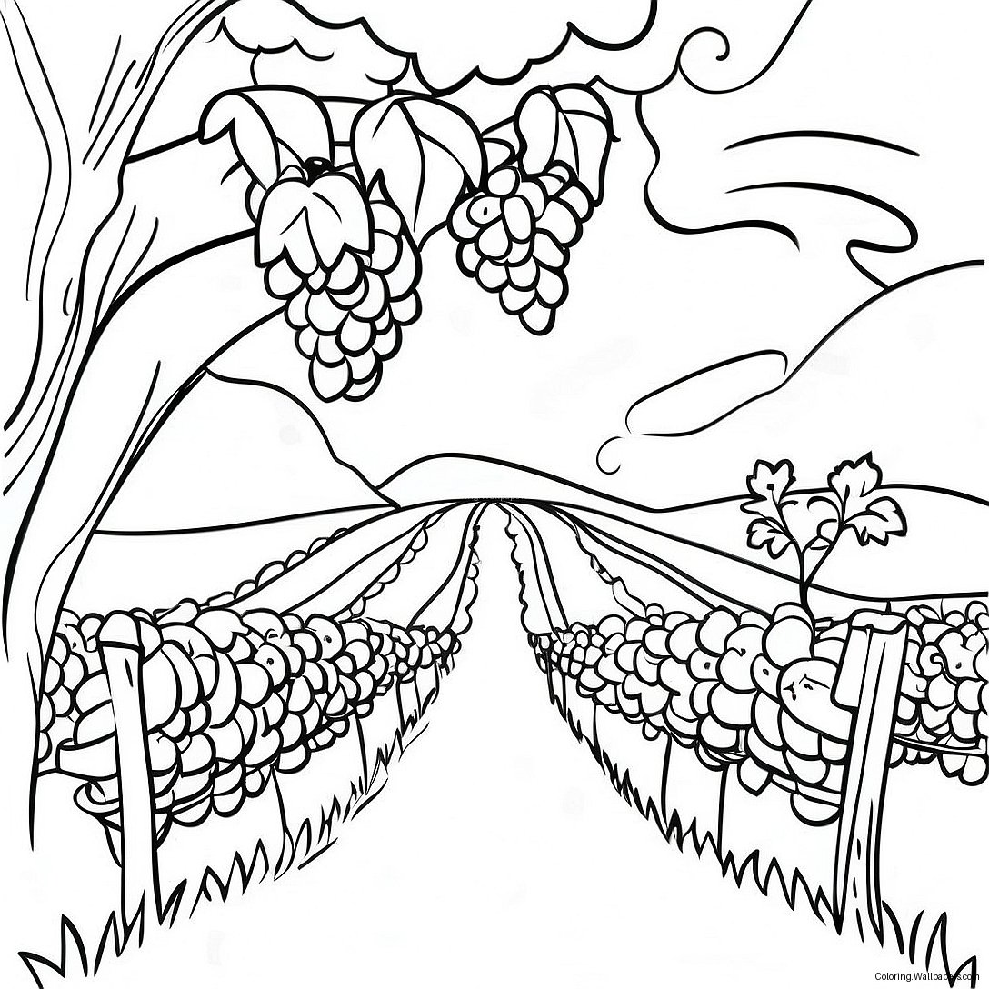 다채로운 포도원 풍경 색칠 공부 페이지 56176