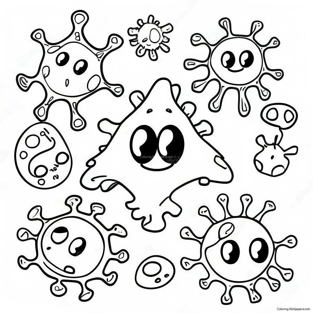 Colorful Virus Characters Coloring Page 53651