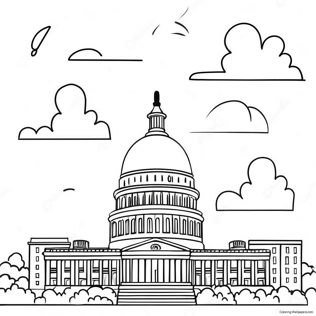 Colorful Washington Dc Monuments Coloring Page 43096