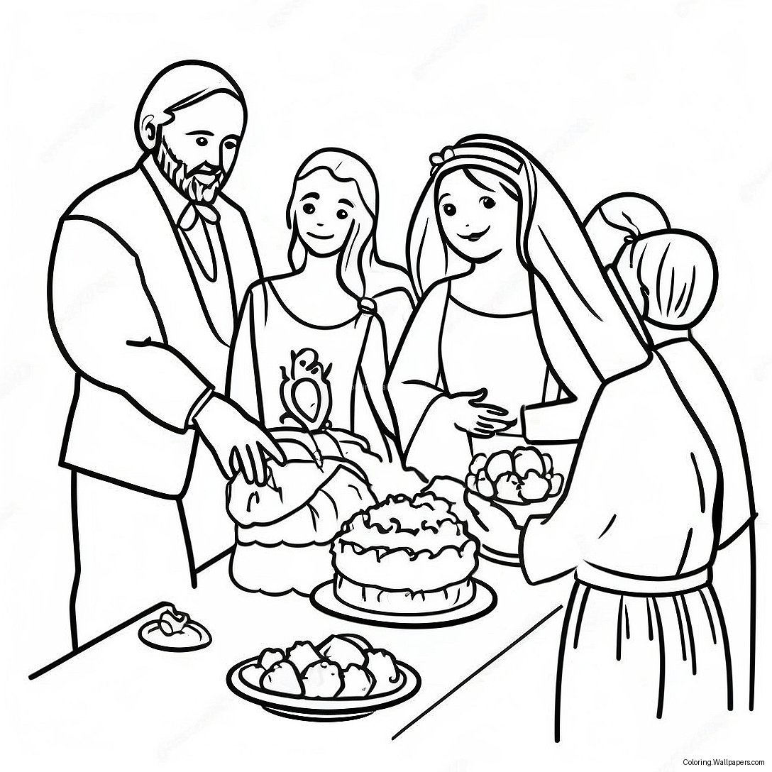 Colorful Wedding Feast With Jesus Coloring Page 45742