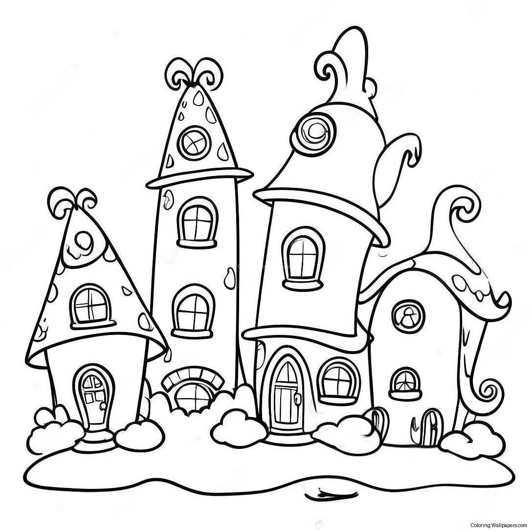 Colorful Whoville Houses Coloring Page 7873