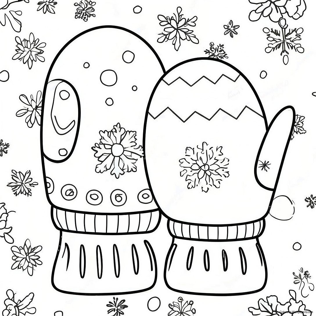 Colorful Winter Mittens Coloring Page 18272