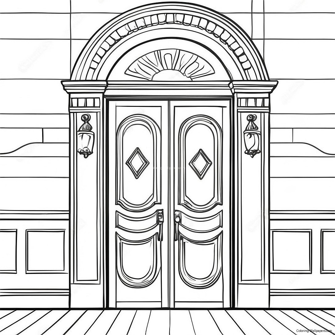 Coloring Page Of A Classic Wooden Door 15609