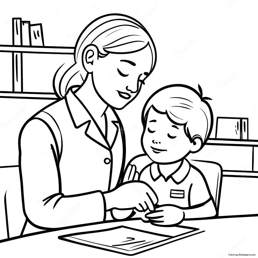 Compassionate Social Worker Helping Child Coloring Page 23142