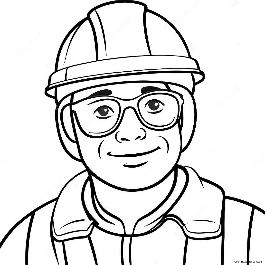 Construction Worker In Safety Gear Coloring Page 14493