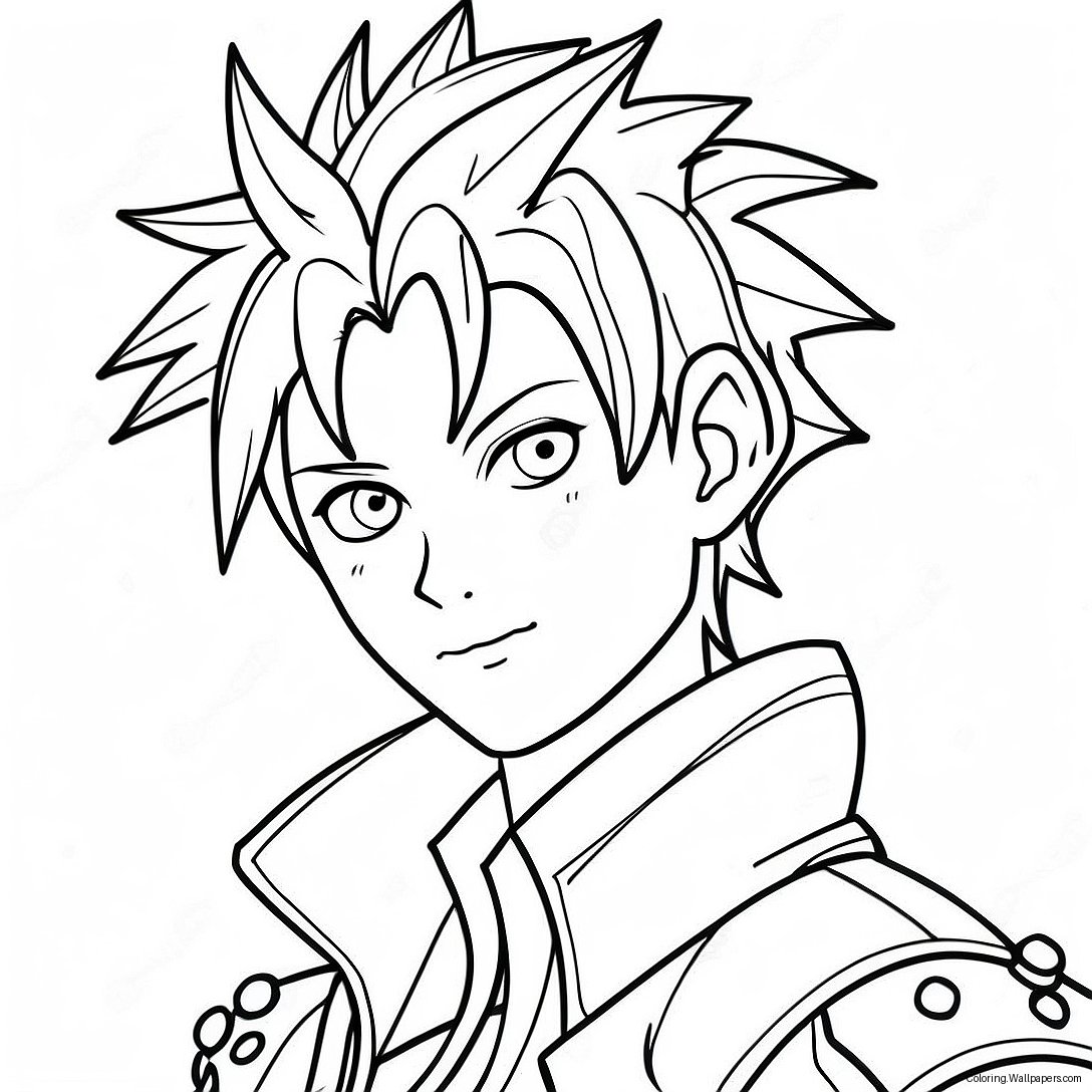 Cool Anime Boy With Spiky Hair Coloring Page 17175