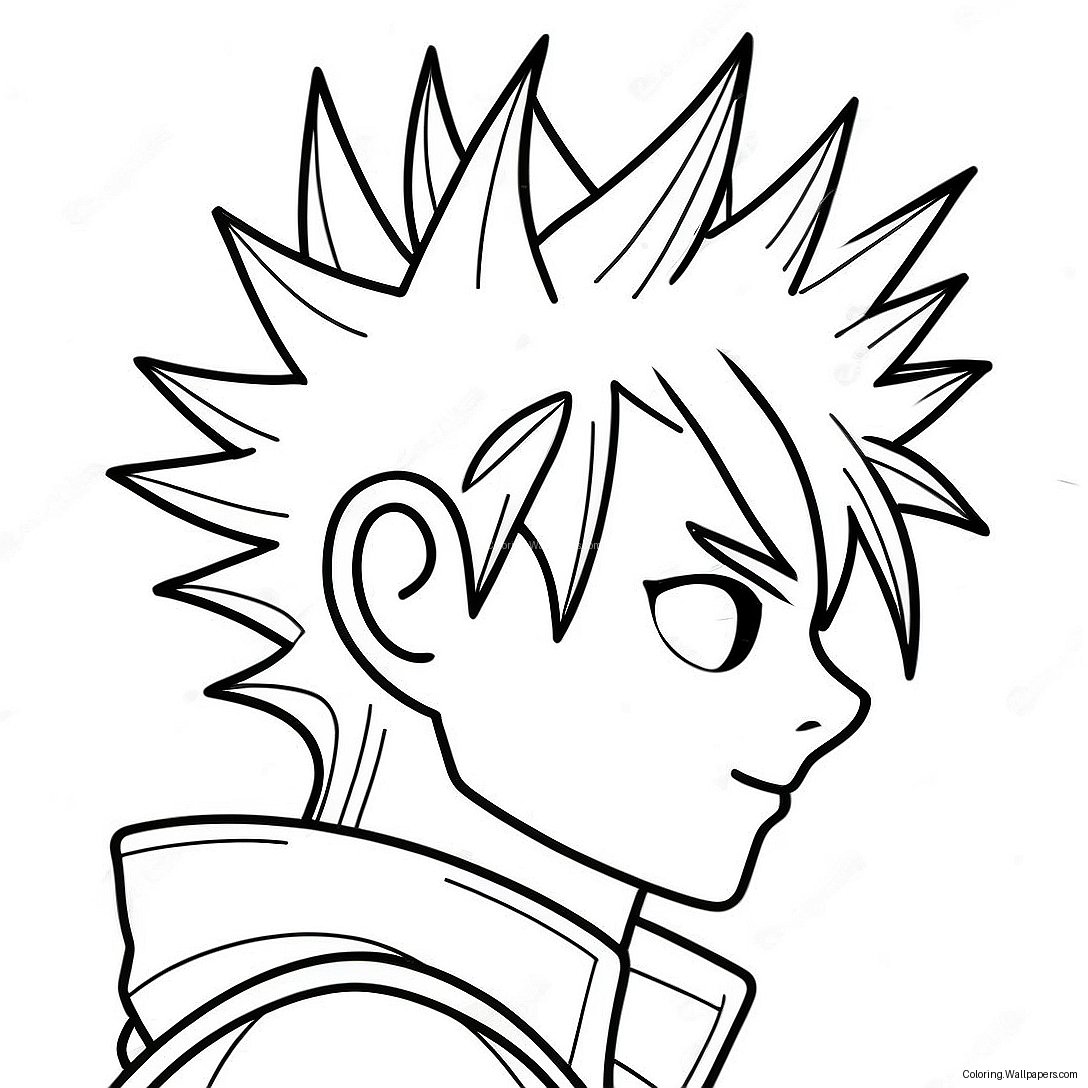 Cool Anime Boy With Spiky Hair Coloring Page 17176