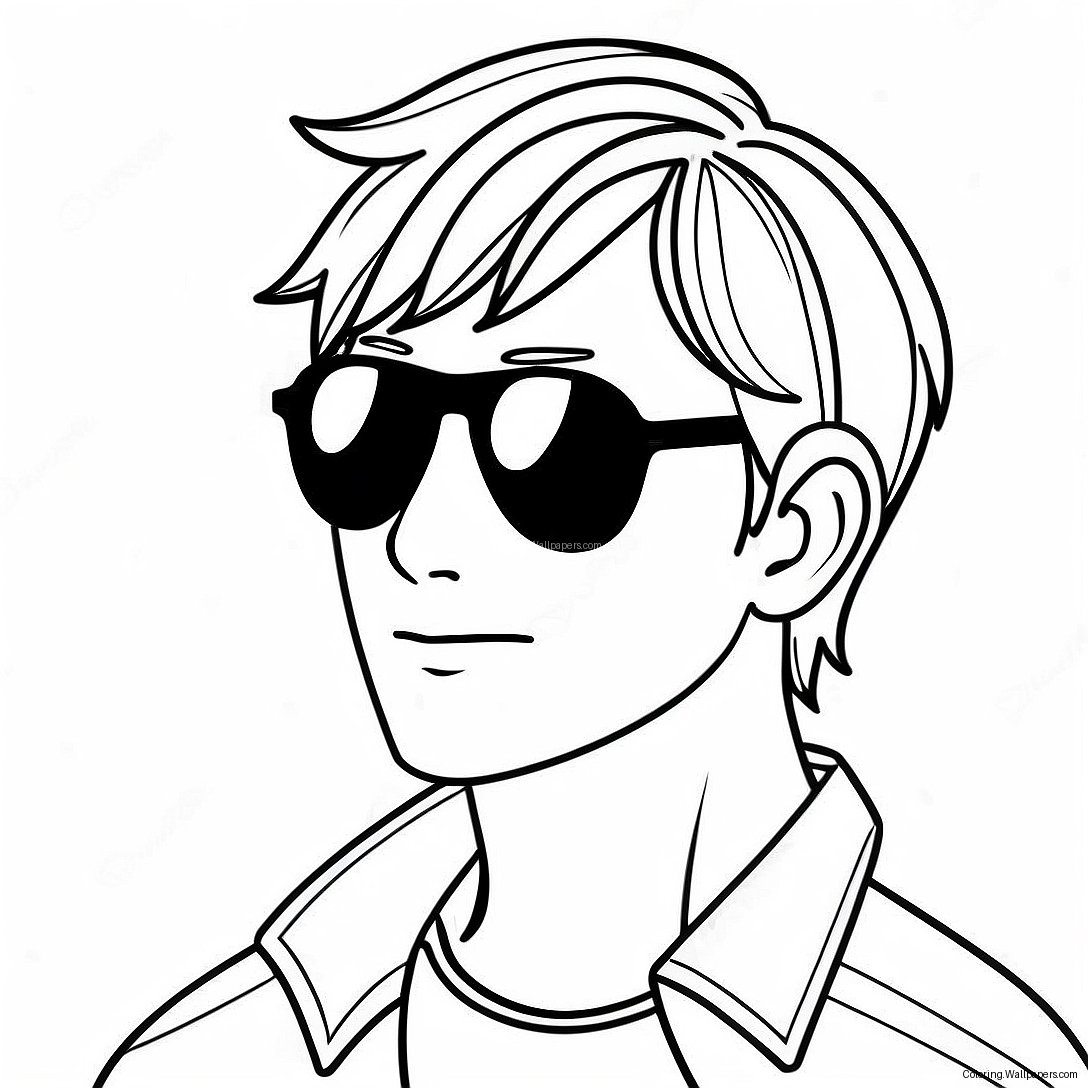 Cool Anime Boy With Sunglasses Coloring Page 12935