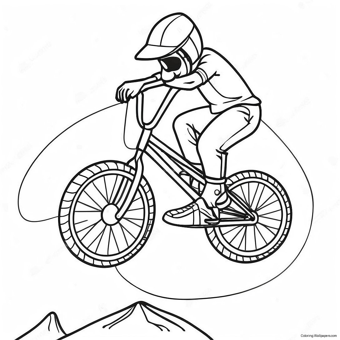 Cool Bmx Rider Performing Tricks Coloring Page 25729