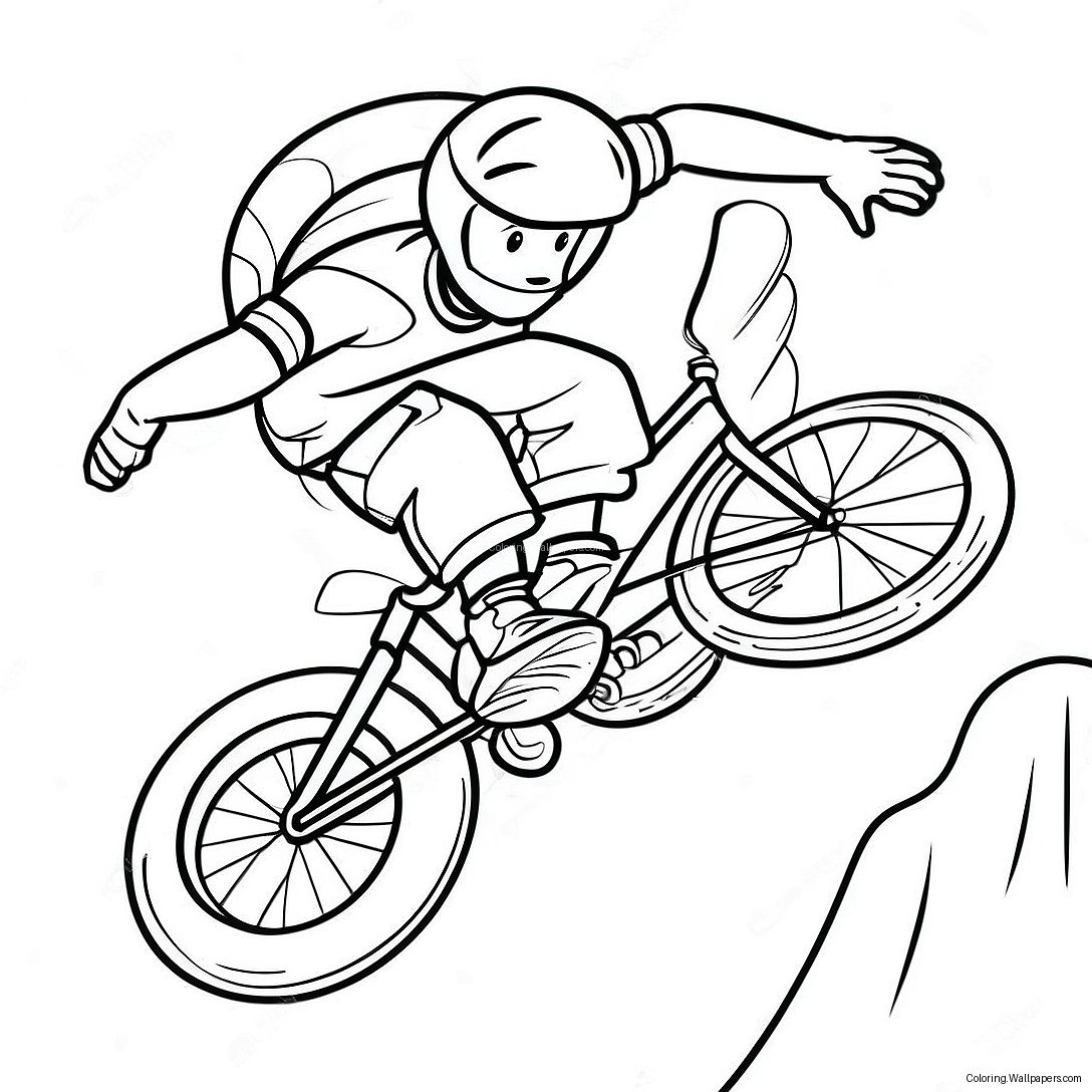 Cool Bmx Rider Performing Tricks Coloring Page 25731