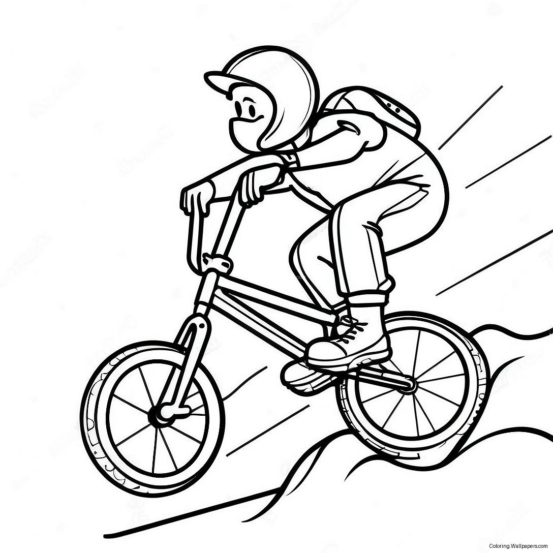 Cool Bmx Rider Performing Tricks Coloring Page 25732