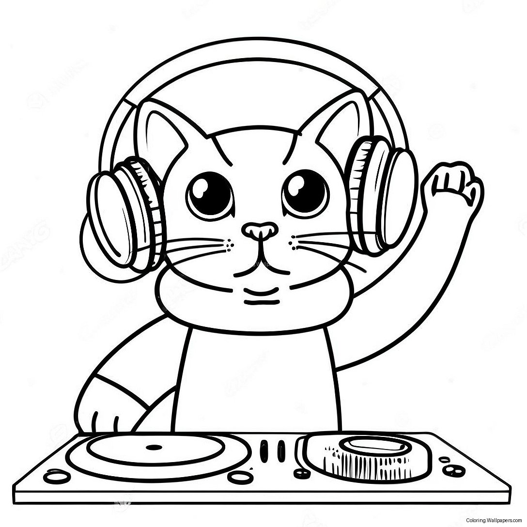 Kolorowanka Fajny Dj Catnip Z Słuchawkami 50818