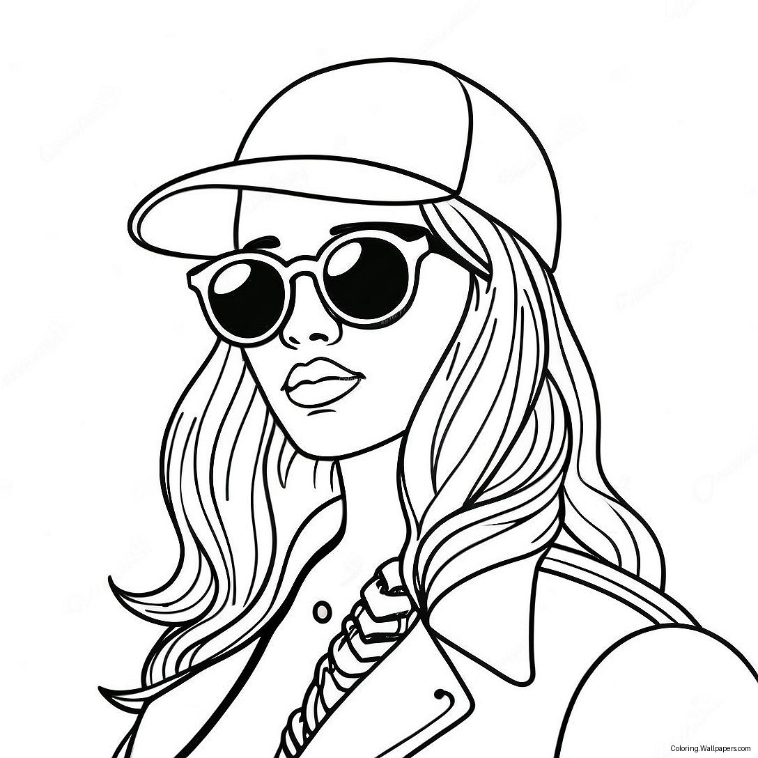 Cool Gangster Girl With Sunglasses Coloring Page 39508