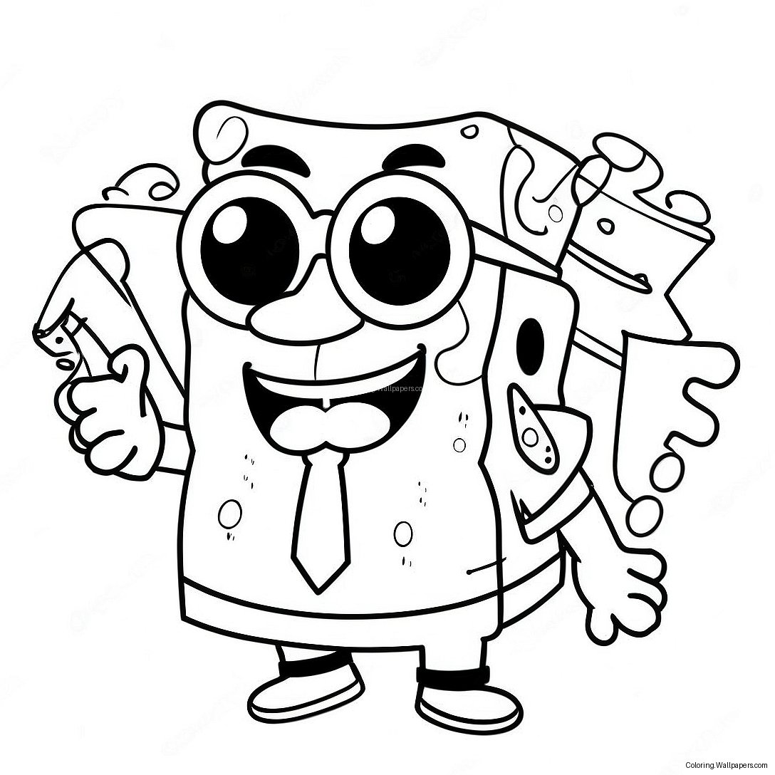 Página Para Colorear De Spongebob Gangster Con Gafas De Sol 33554