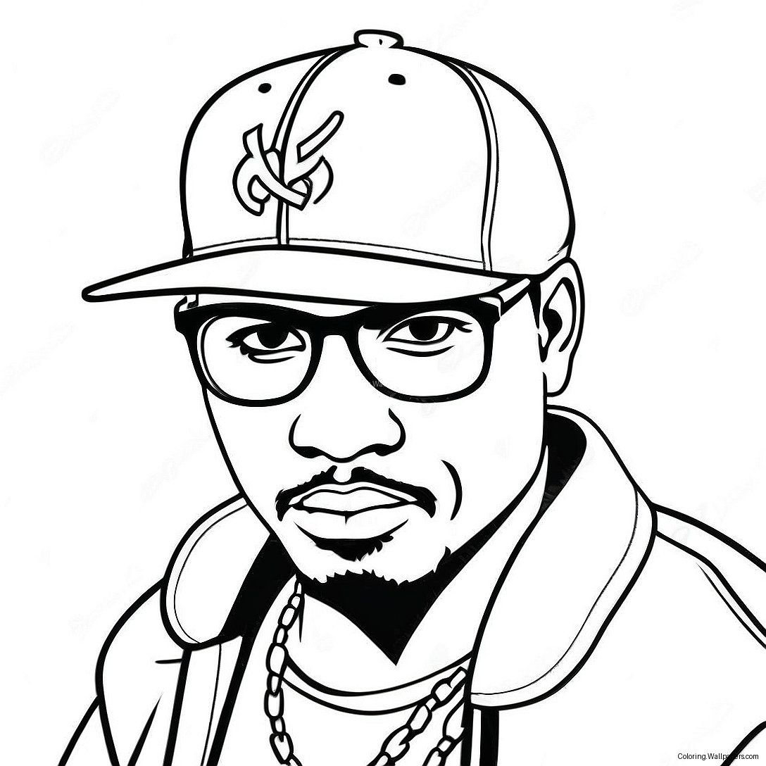 Cool Hip Hop Gangster With Cap Coloring Page 9198