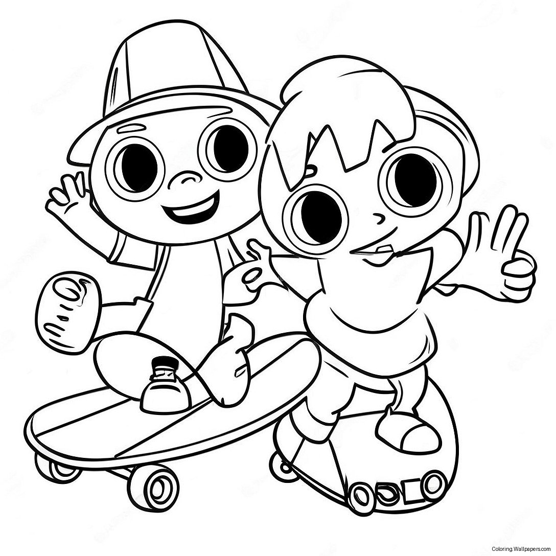 Página Para Colorir Dos Amigos Radicais No Skate 14749