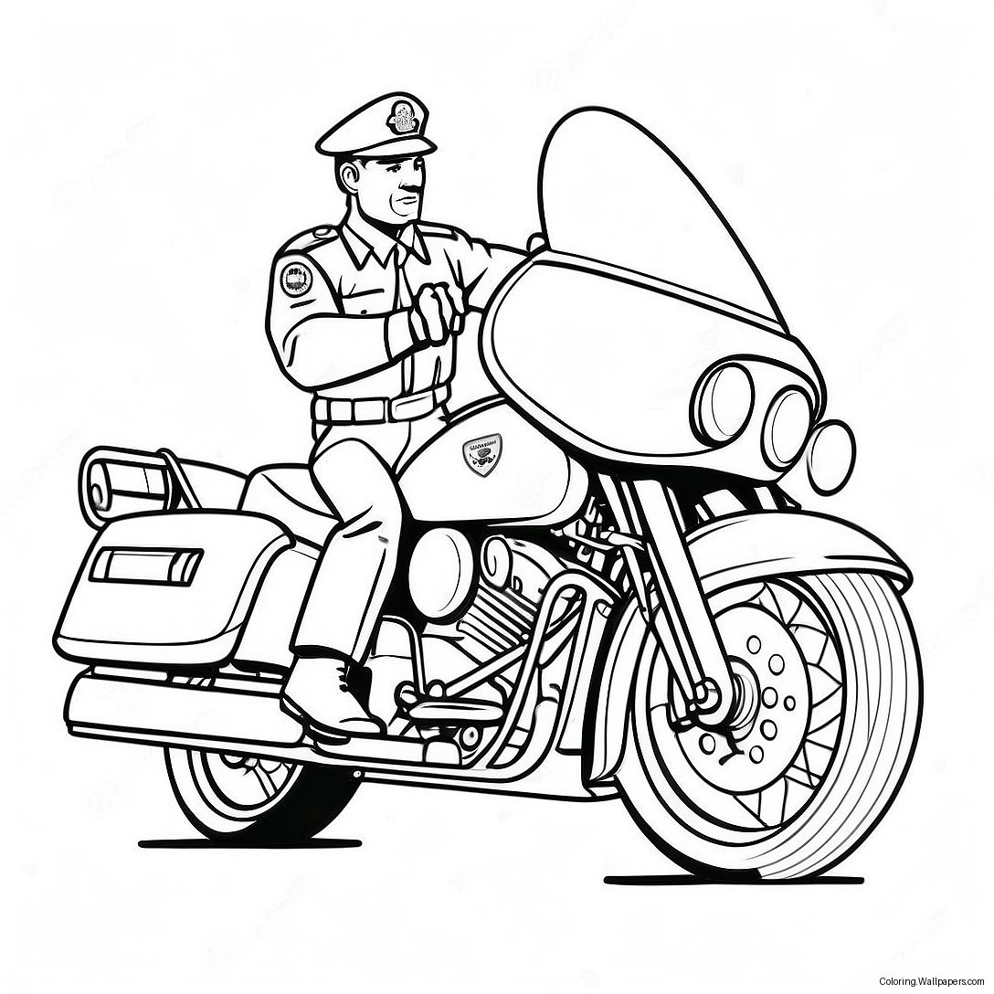 Cool Police Motorcycle In Action Coloring Page 39300