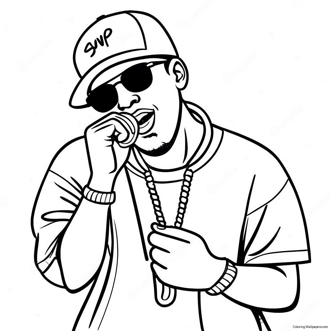 Cool Rapper With Microphone Coloring Page 3324