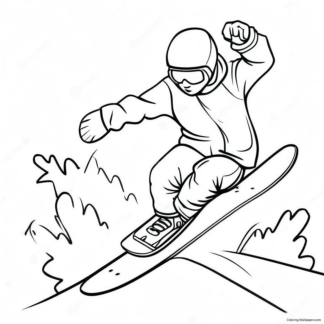 Cool Snowboarder In Action Coloring Page 19124