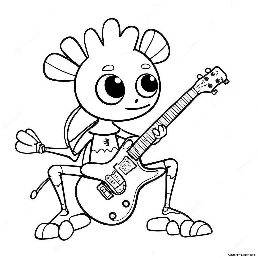 Cool Spider Punk With Electric Guitar Coloring Page 18203