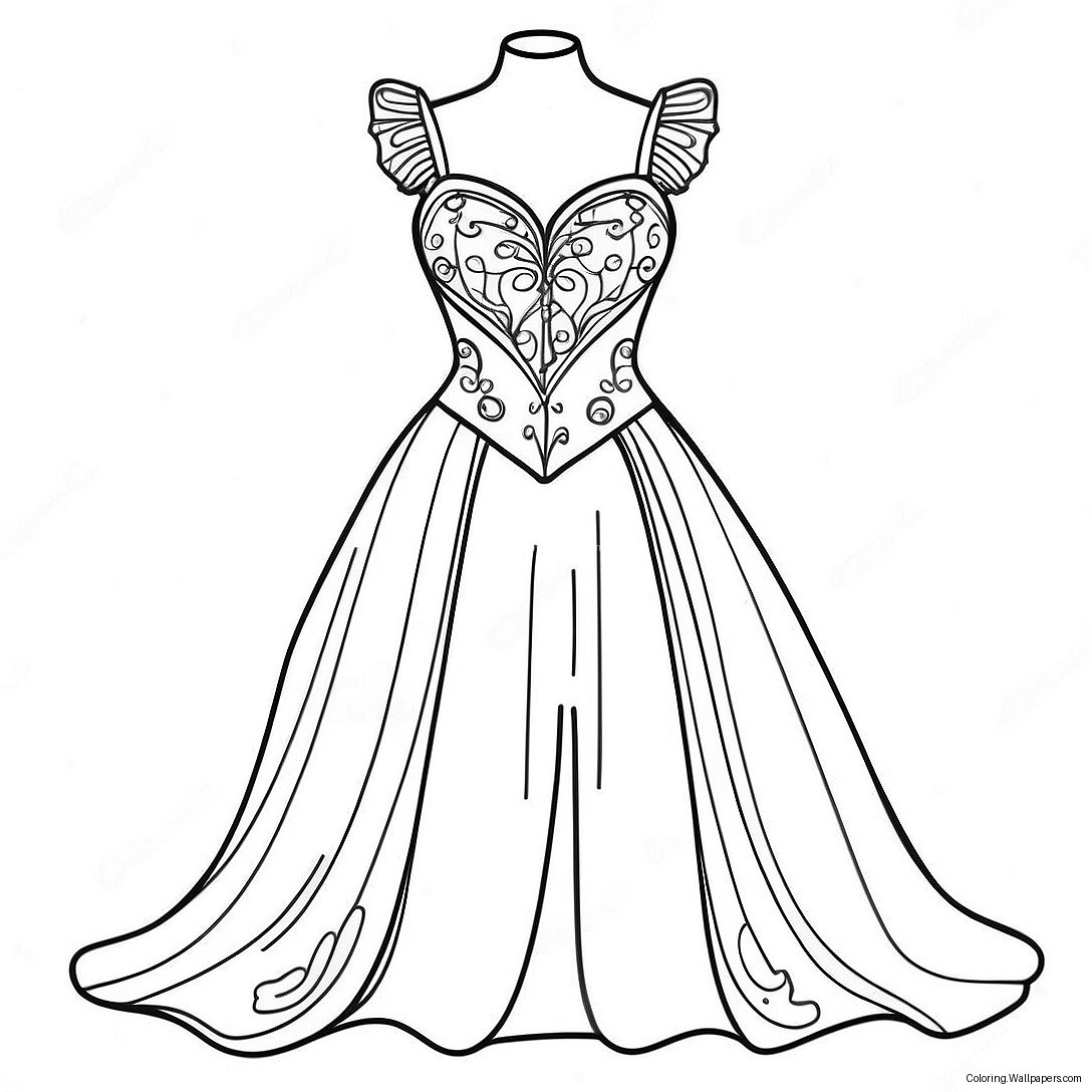 Coquette Style Dress Coloring Page 7809