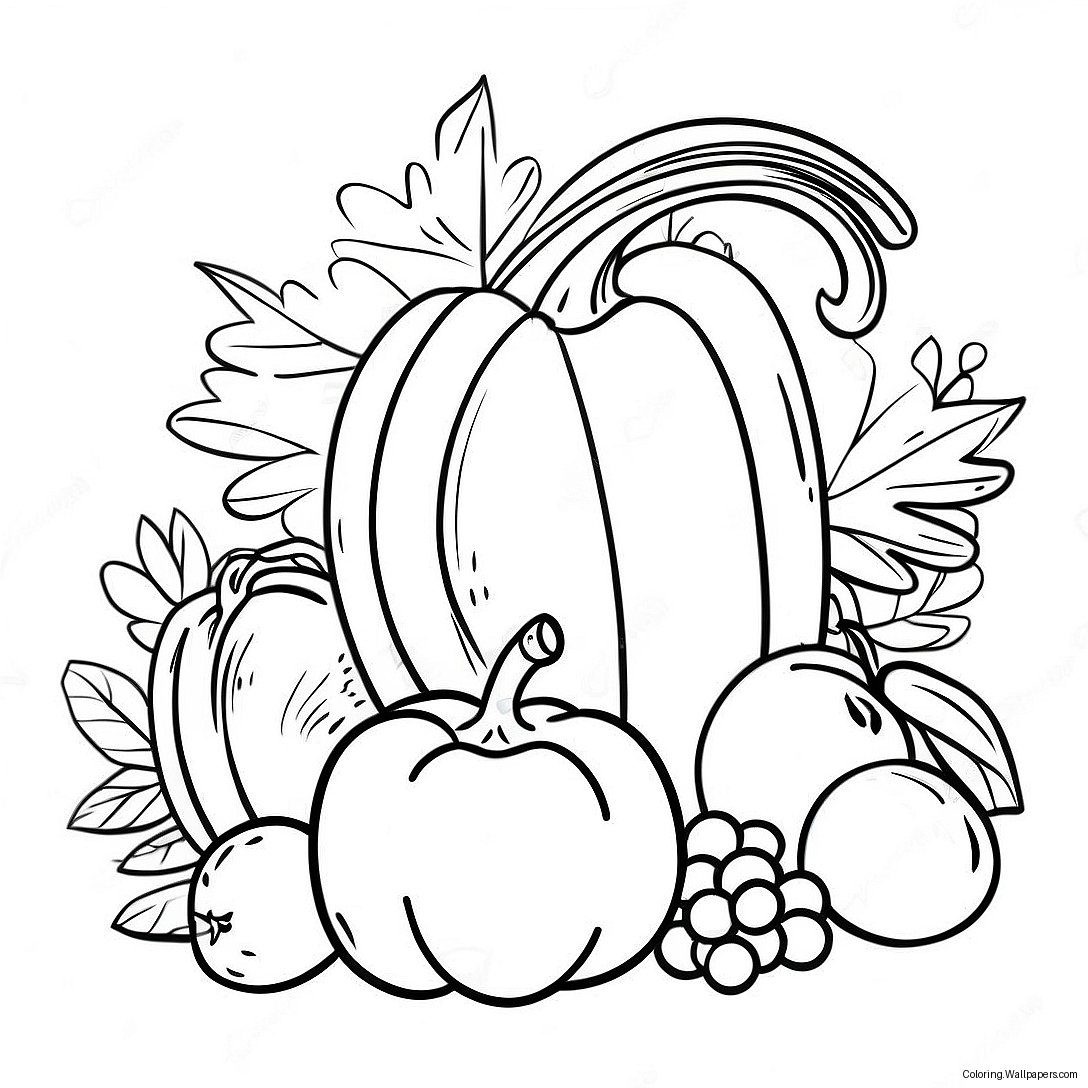 Cornucopia Harvest Coloring Page 7433