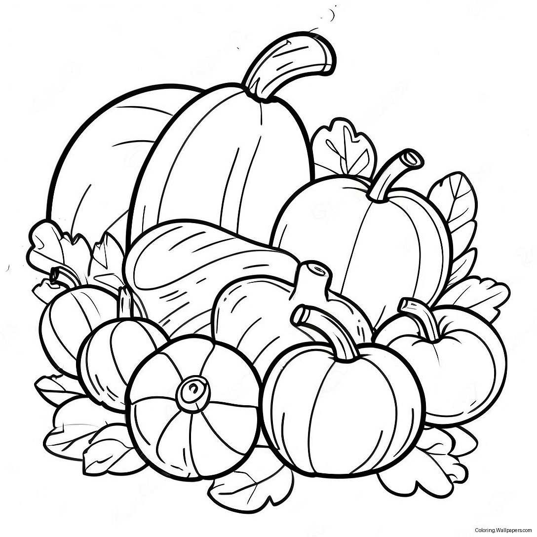 Cornucopia Harvest Coloring Page 7435