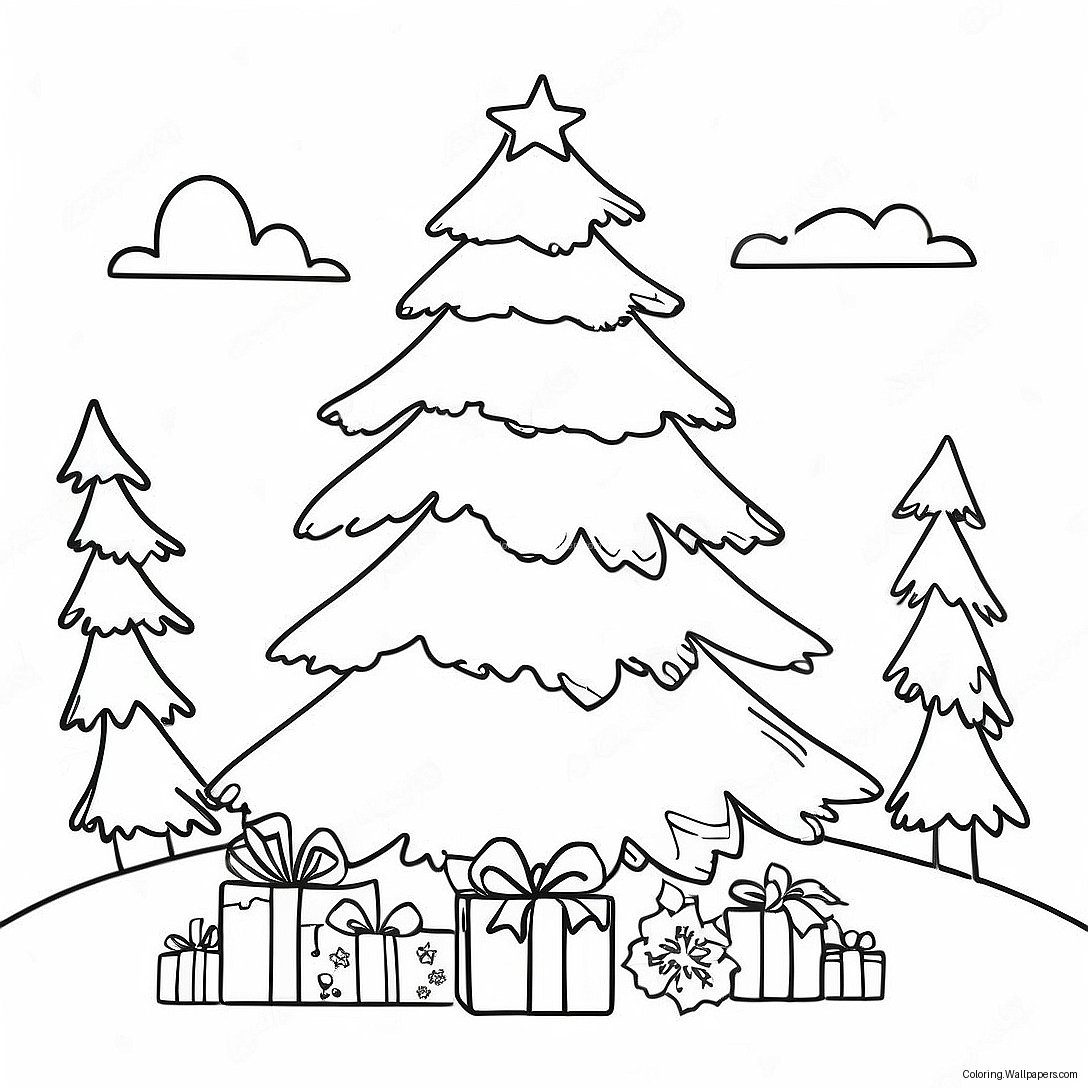 Page À Colorier De Sapin De Noël À La Campagne 35129