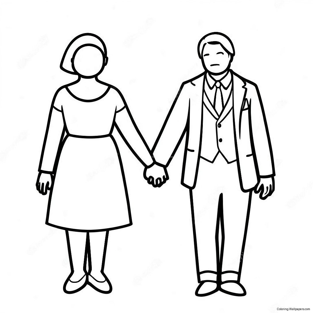 Couple Holding Hands Coloring Page 35209