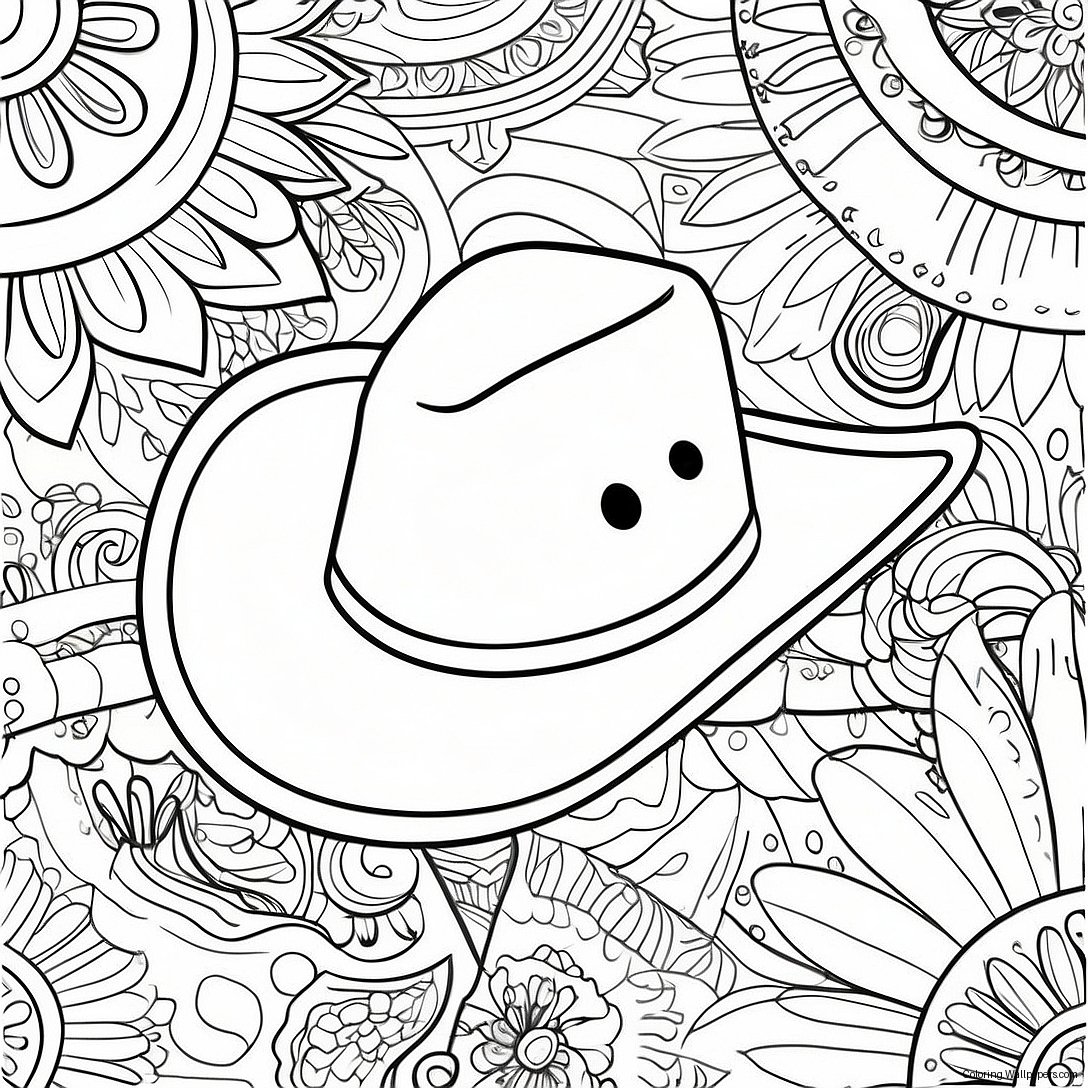 Cowboy Hat Preppy Coloring Page 14002