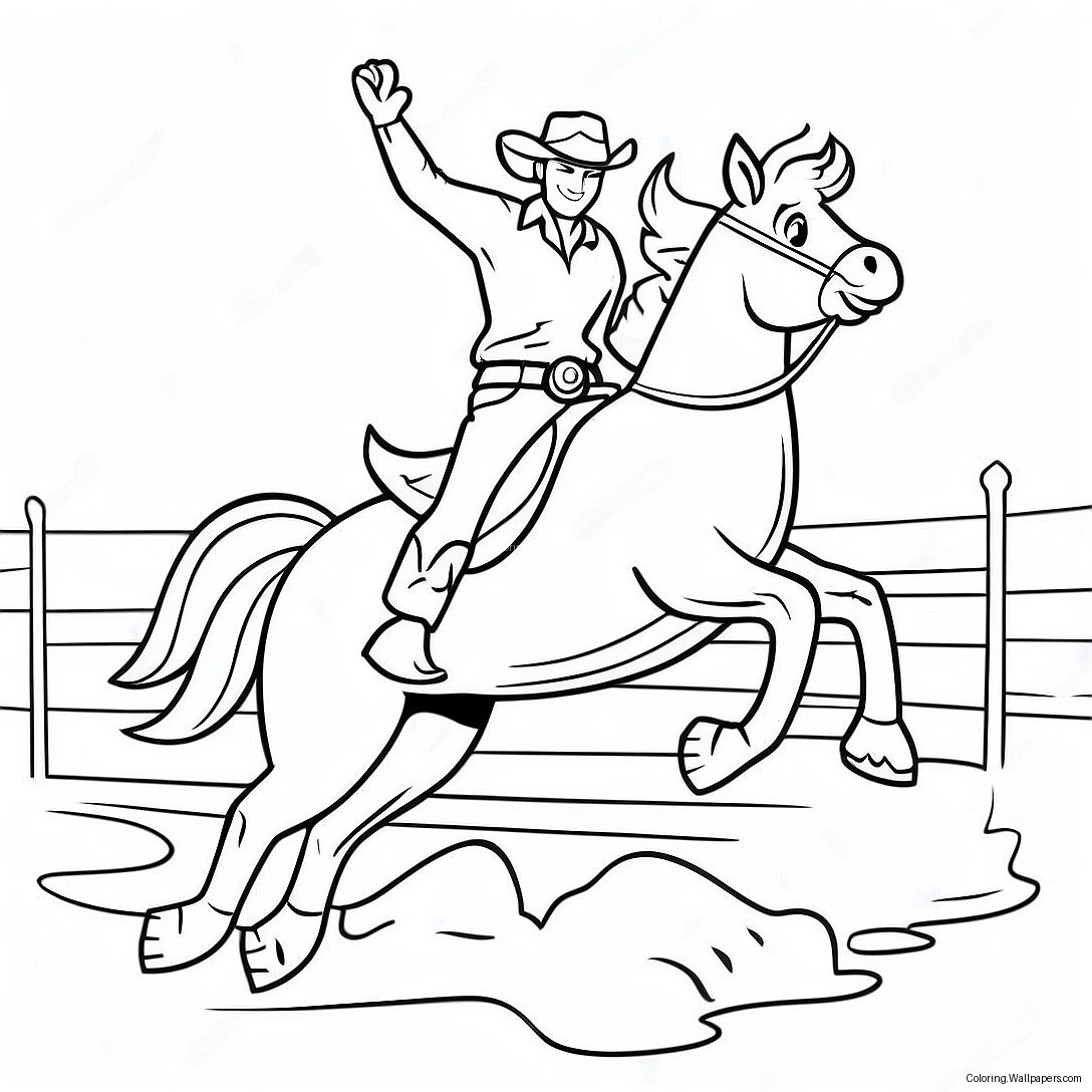 Cowboy Riding A Bucking Bronco Coloring Page 8959